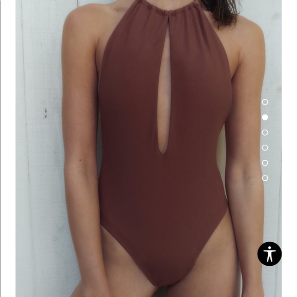 Brown halter swimsuit one piece - Picture 1 of 10